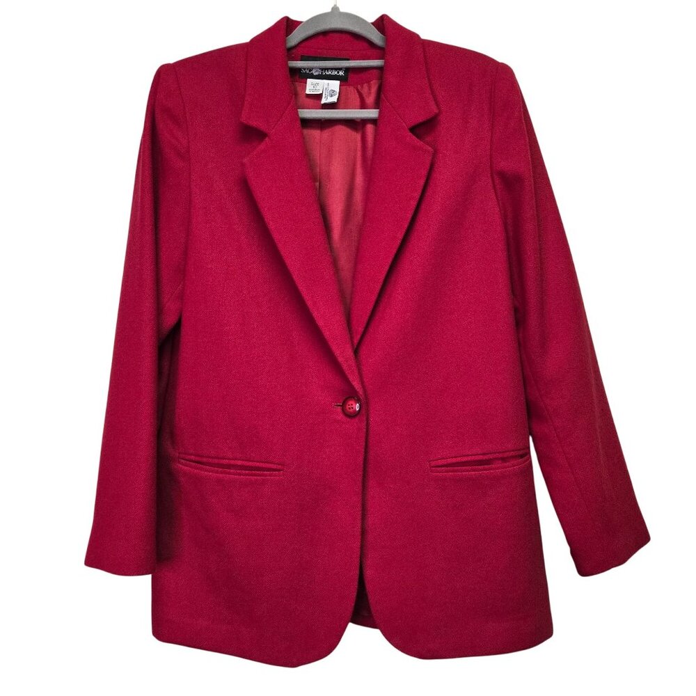 Vintage Womens Red Wool Blazer‎ Size 10 The Weekend Holiday Christmas